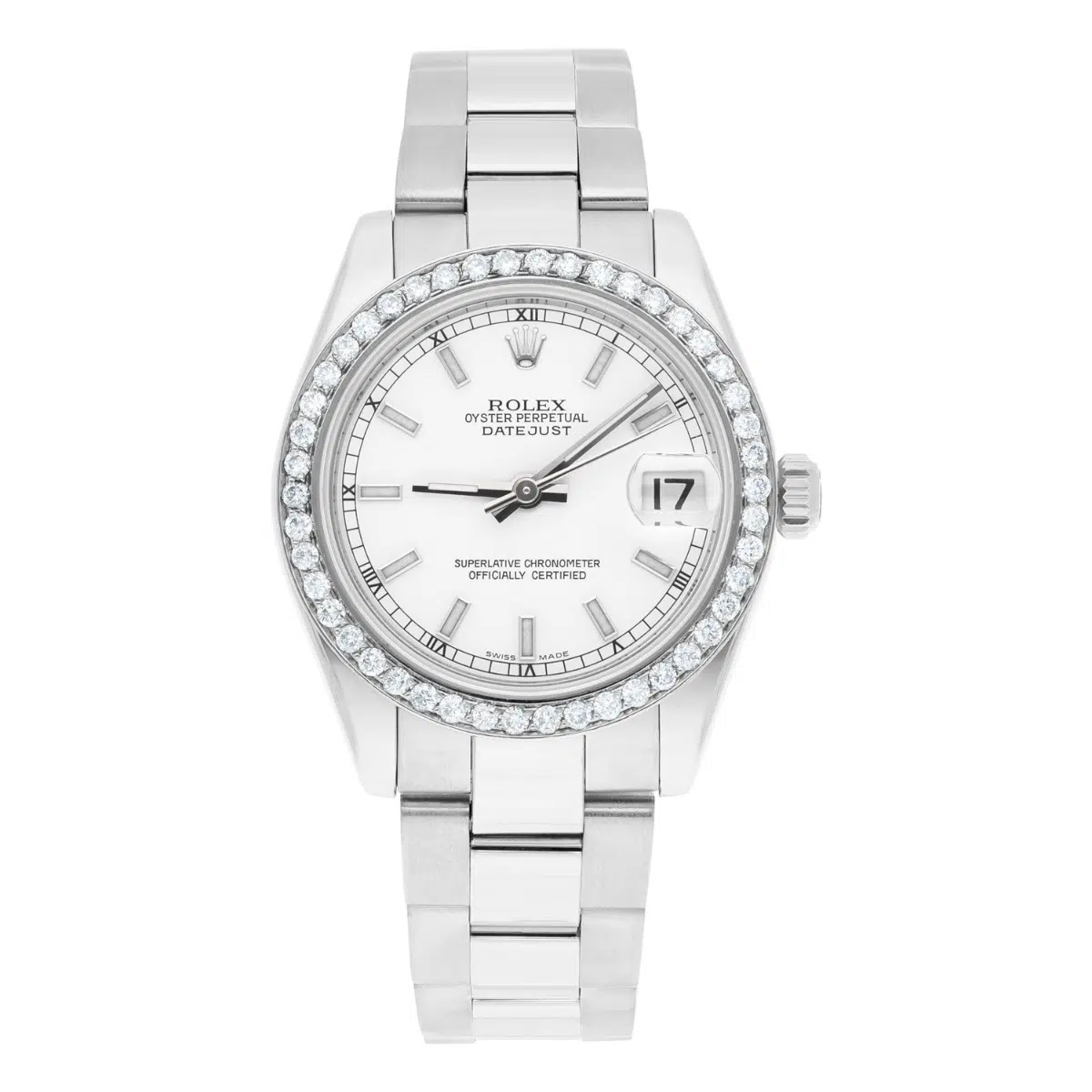 Rolex Lady-Datejust 178240 31mm Stainless Steel White Dial with Diamond Bezel – image 2