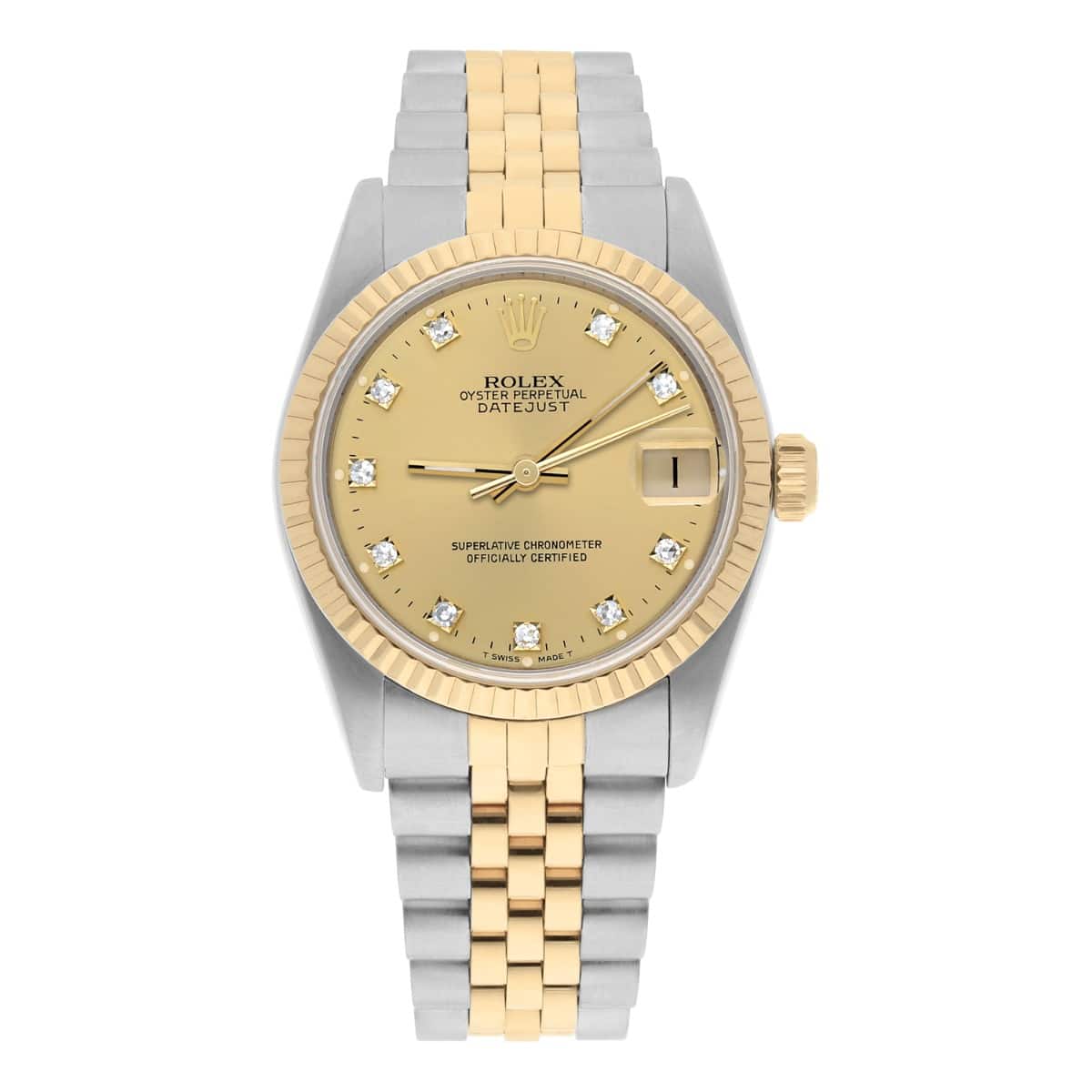 Rolex Datejust 31mm 68273 Champagne Diamond Dial Stainless Steel/Yellow Gold Watch Circa 1987