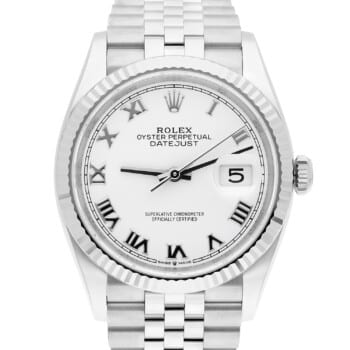 Rolex Datejust 126234 Steel 36mm White Roman Dial Jubilee Bracelet 2023 Complete