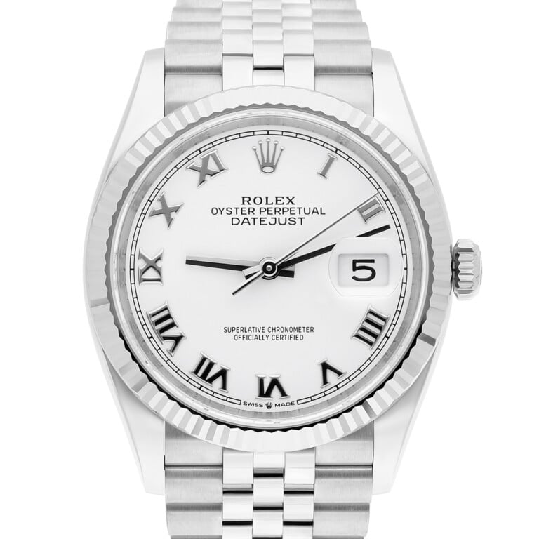 Rolex Datejust 126234 Steel 36mm White Roman Dial Jubilee Bracelet 2023 Complete