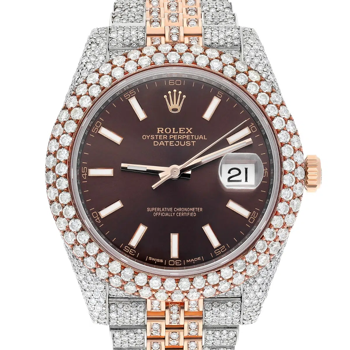 Rolex Datejust 41mm 126331 Stainless Steel & Rose Gold Watch Grey Green Roman Dial