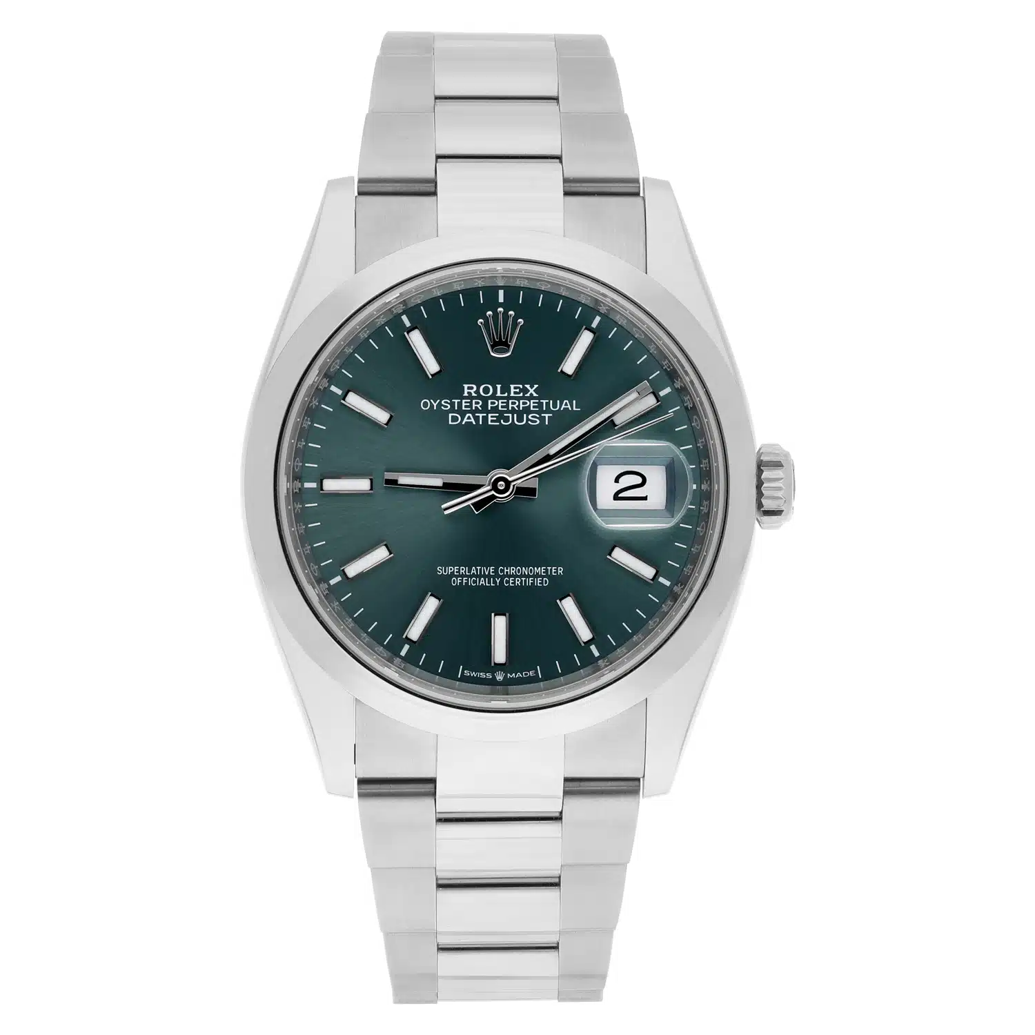 Rolex 126200 Datejust 36mm Green Index Dial Oyster Bracelet 2022 COMPLETE MINT – image 2