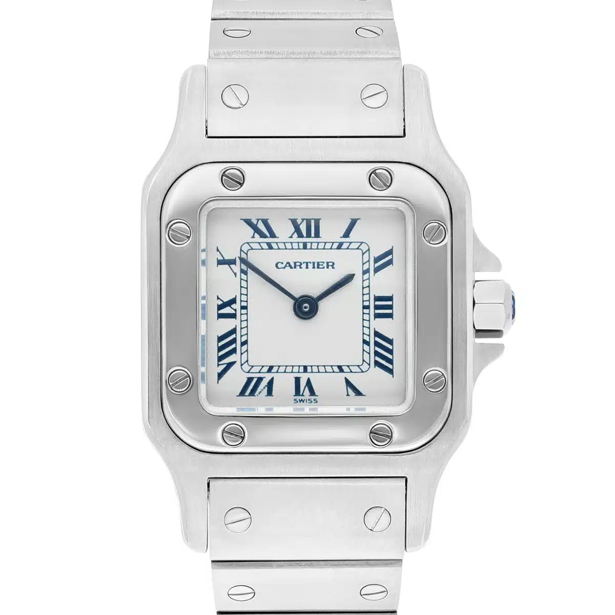 Cartier Santos Galbee W20056D6/1565 24mm stainless steel watch, dial detail