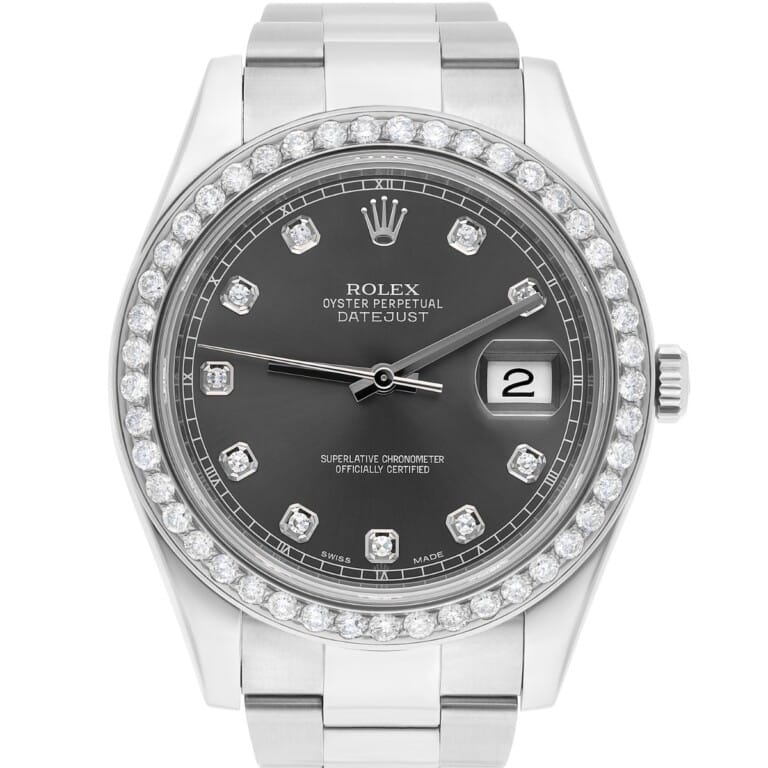 Rolex Datejust 41mm II Steel/18k WG Rhodium Diamond Dial Watch Oyster 116334
