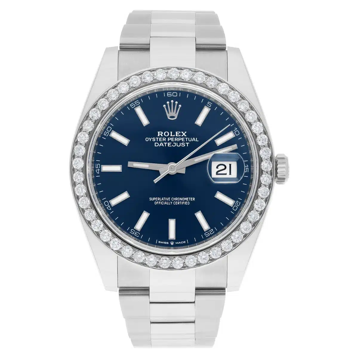 Rolex Datejust 126334 Stainless Steel Oyster 41mm Blue Index Dial Diamond Bezel – image 2
