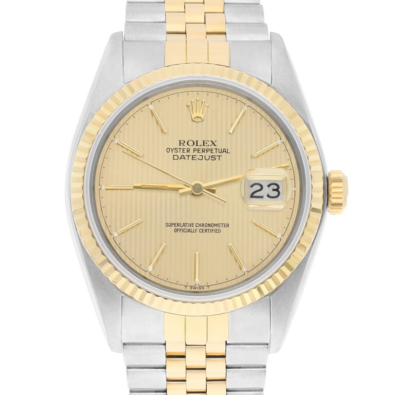 Rolex Datejust 36mm Two Tone Champagne Dial Jubilee 16013 Circa 1988 Papers