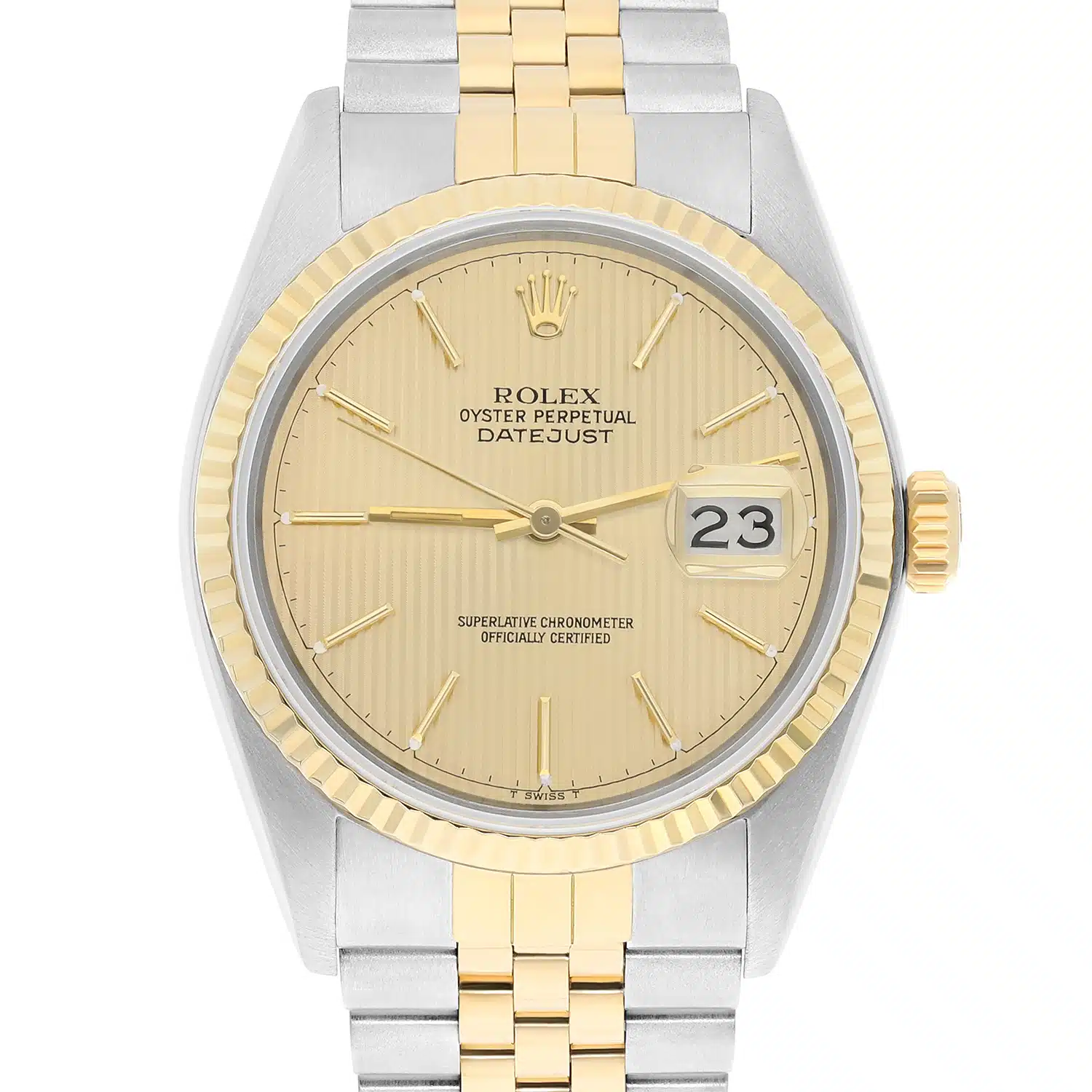 Rolex Datejust 36mm Two Tone Champagne Dial Jubilee 16013 Circa 1988 Papers