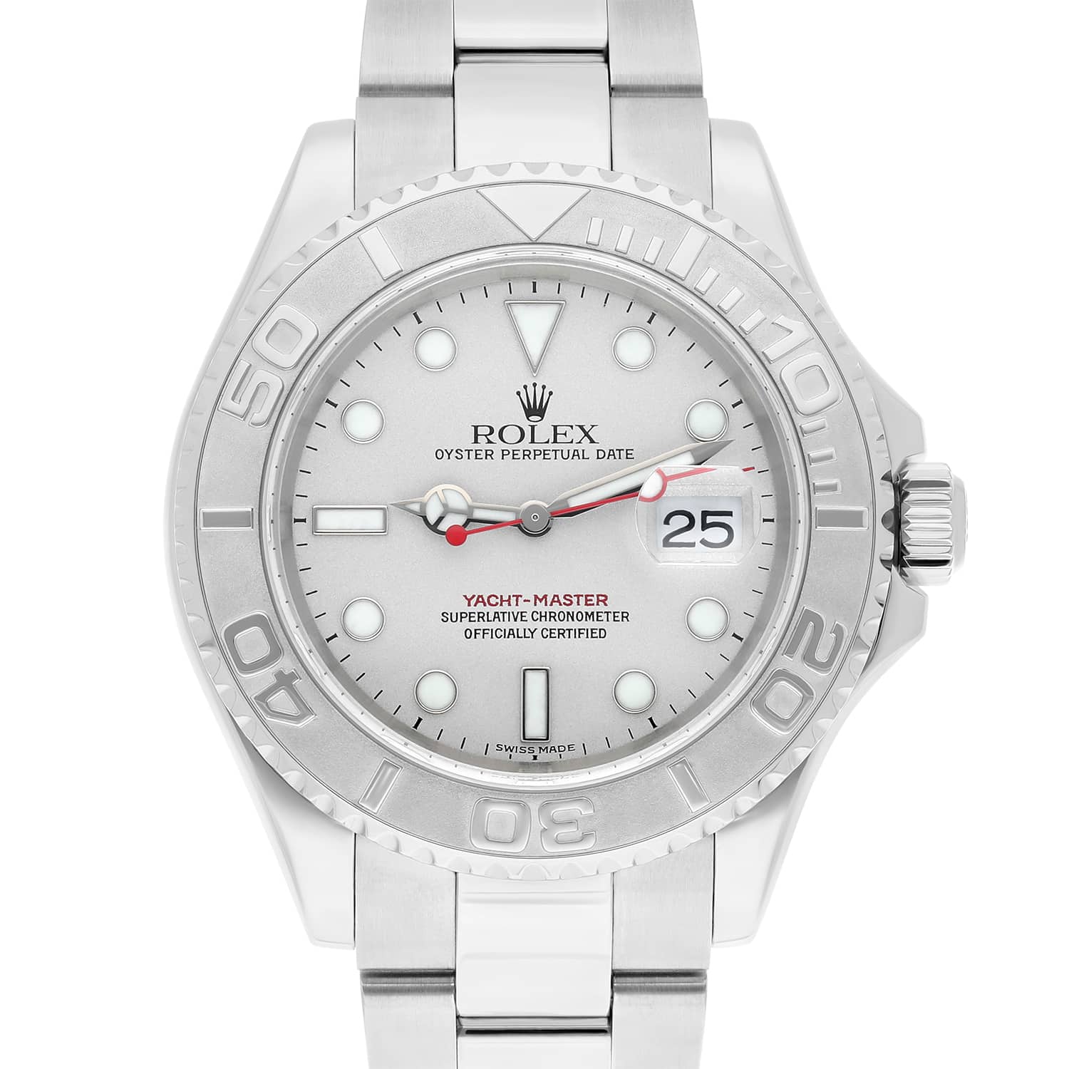 Rolex Yacht-Master 40mm 16622 Stainless Steel Watch Platinum Dial Platinum Bezel Complete