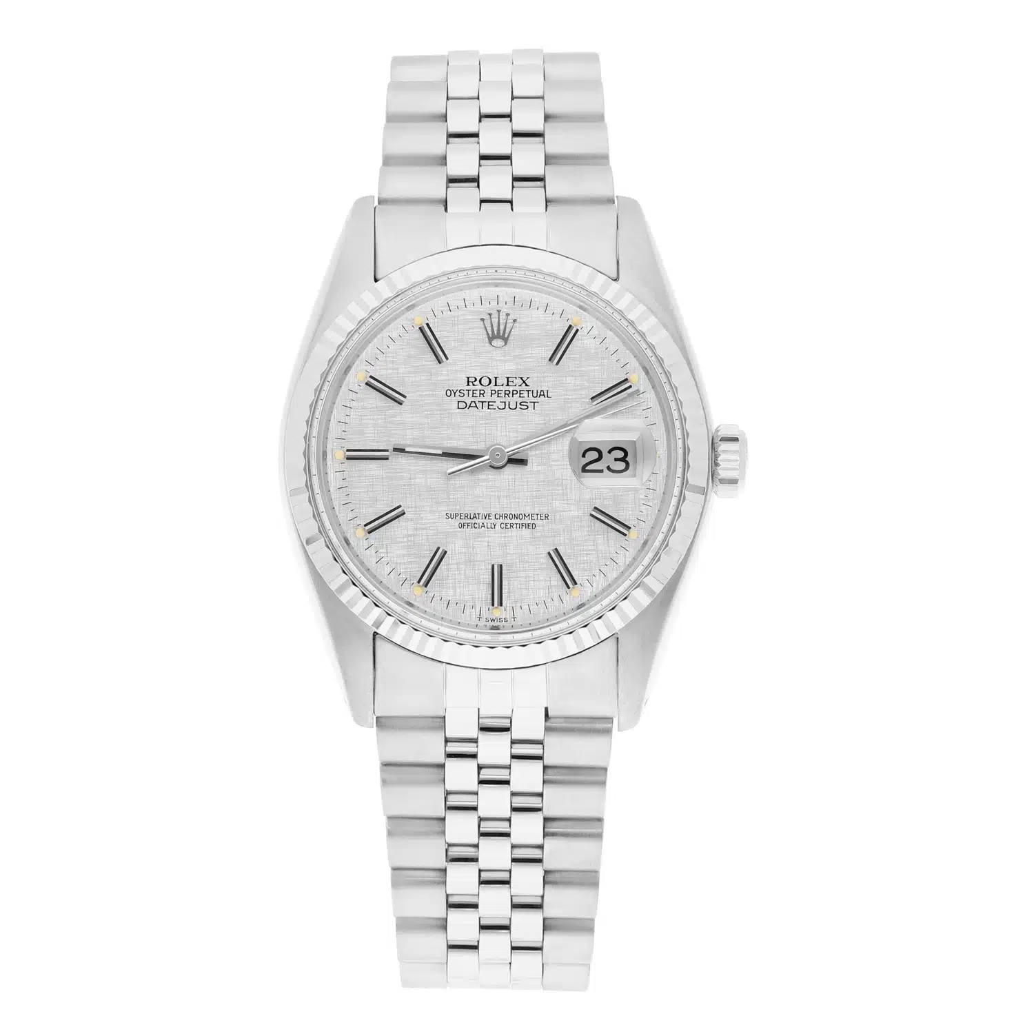 Rolex Datejust 36mm Stainless Steel 16014 Silver Linen Dial, Circa 1987