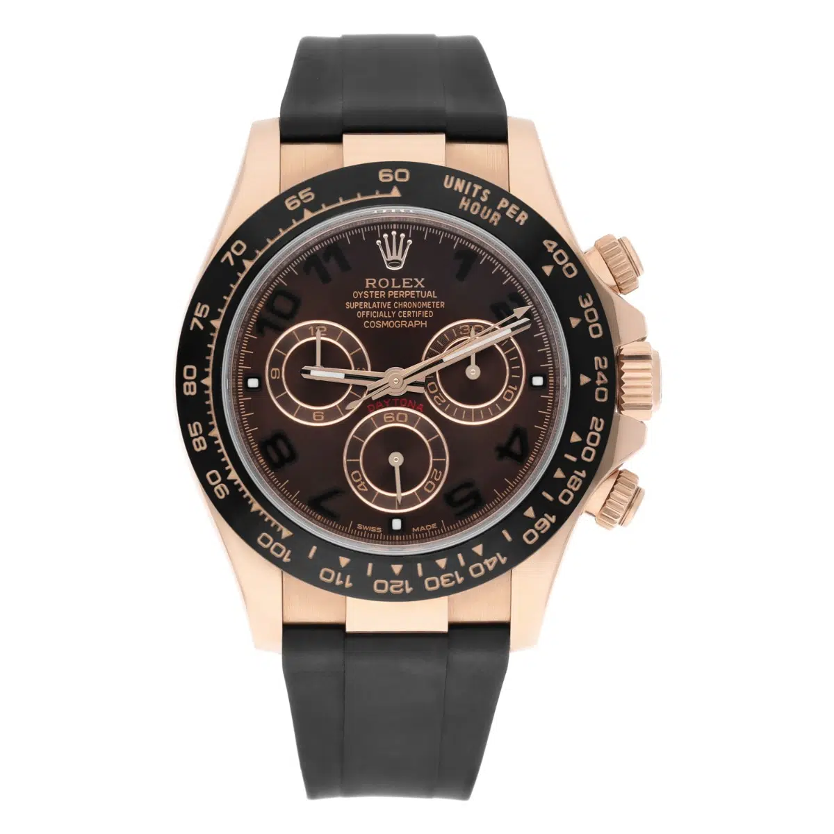 Rolex Daytona 18k Rose Gold Chocolate Arabic Dial Rubber Band 40mm Watch 116515 – image 2