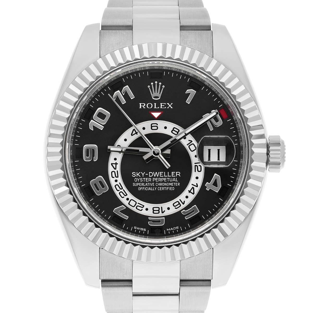 Rolex Sky Dweller 326939 18k White Gold Black Arabic Dial 42mm Watch