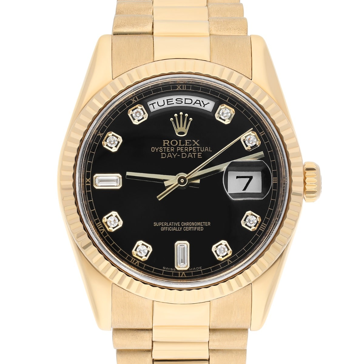 Rolex Day Date 118238 Presidential 36 mm 18K Yellow Gold Black Diamond Dial