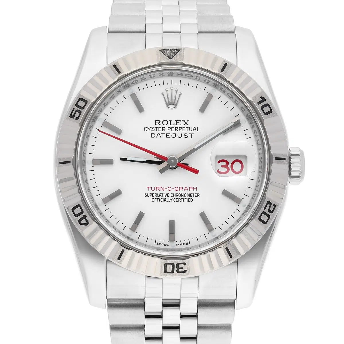 Rolex Datejust Turn-0-Graph 116264 36mm White Gold with Black Dial Watch