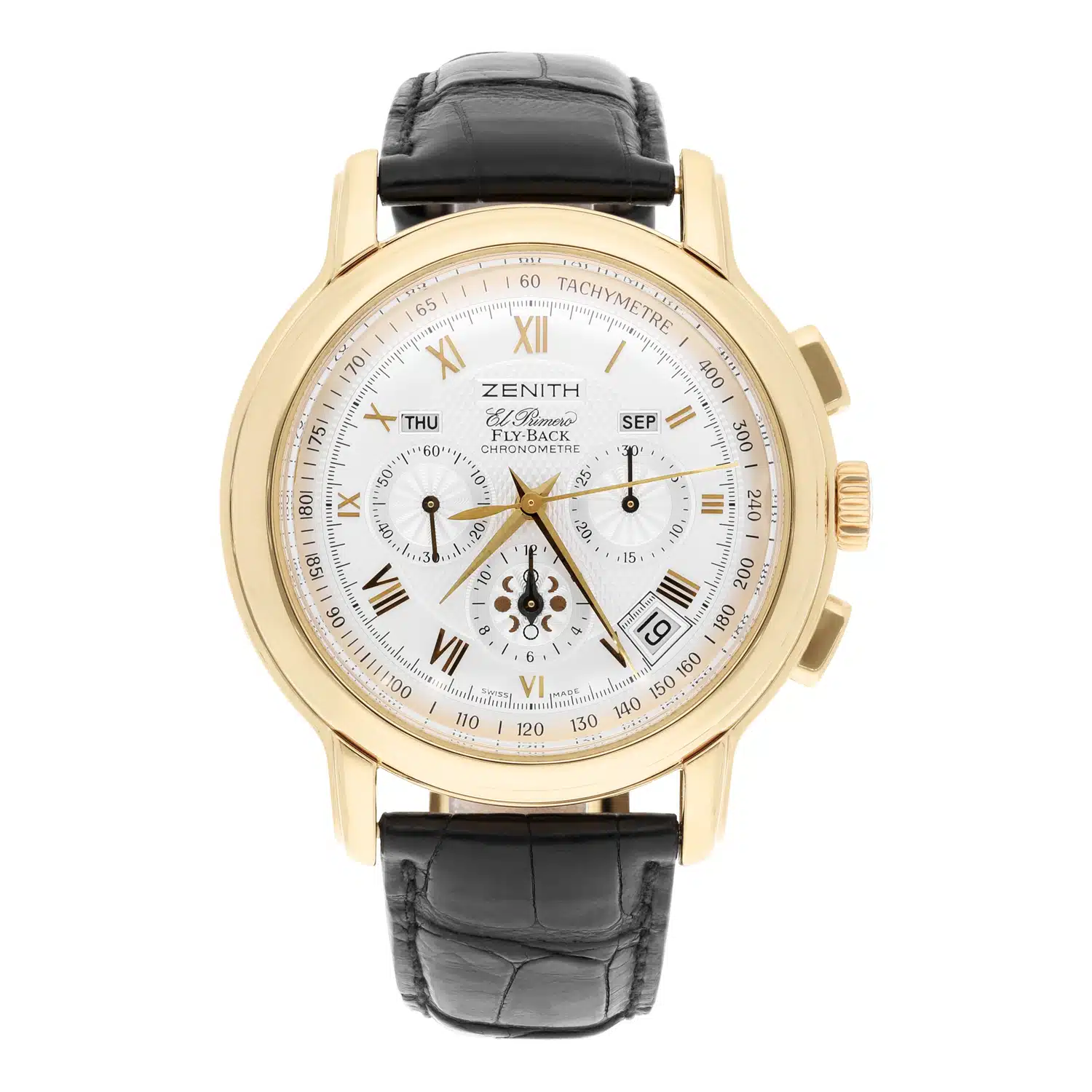 Zenith El Primero Fly-Back Y/G Automatic Silver Dial Mens Watch Leather Band 35.1250.4009/01.C495 – image 2
