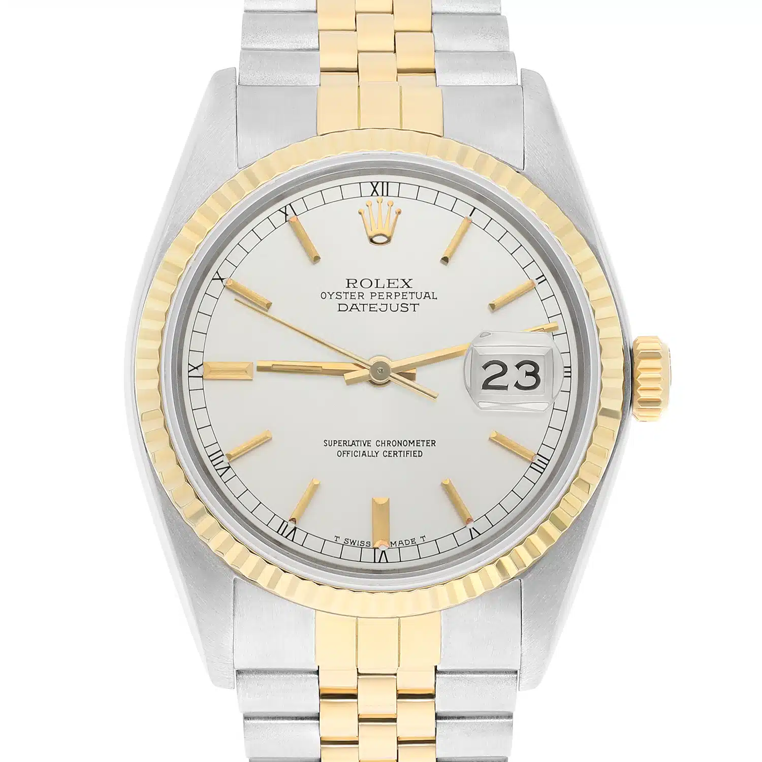 Rolex Datejust 36mm Two Tone Silver lndex Dial Jubilee 16013 Circa 1987