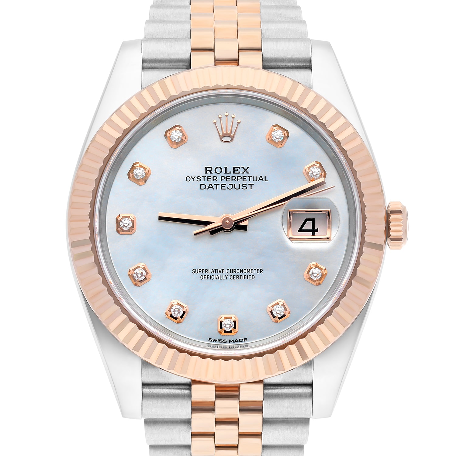 Rolex Datejust 41mm 126331 Steel & Rose Gold Mother of Pearl Diamond Dial MINT