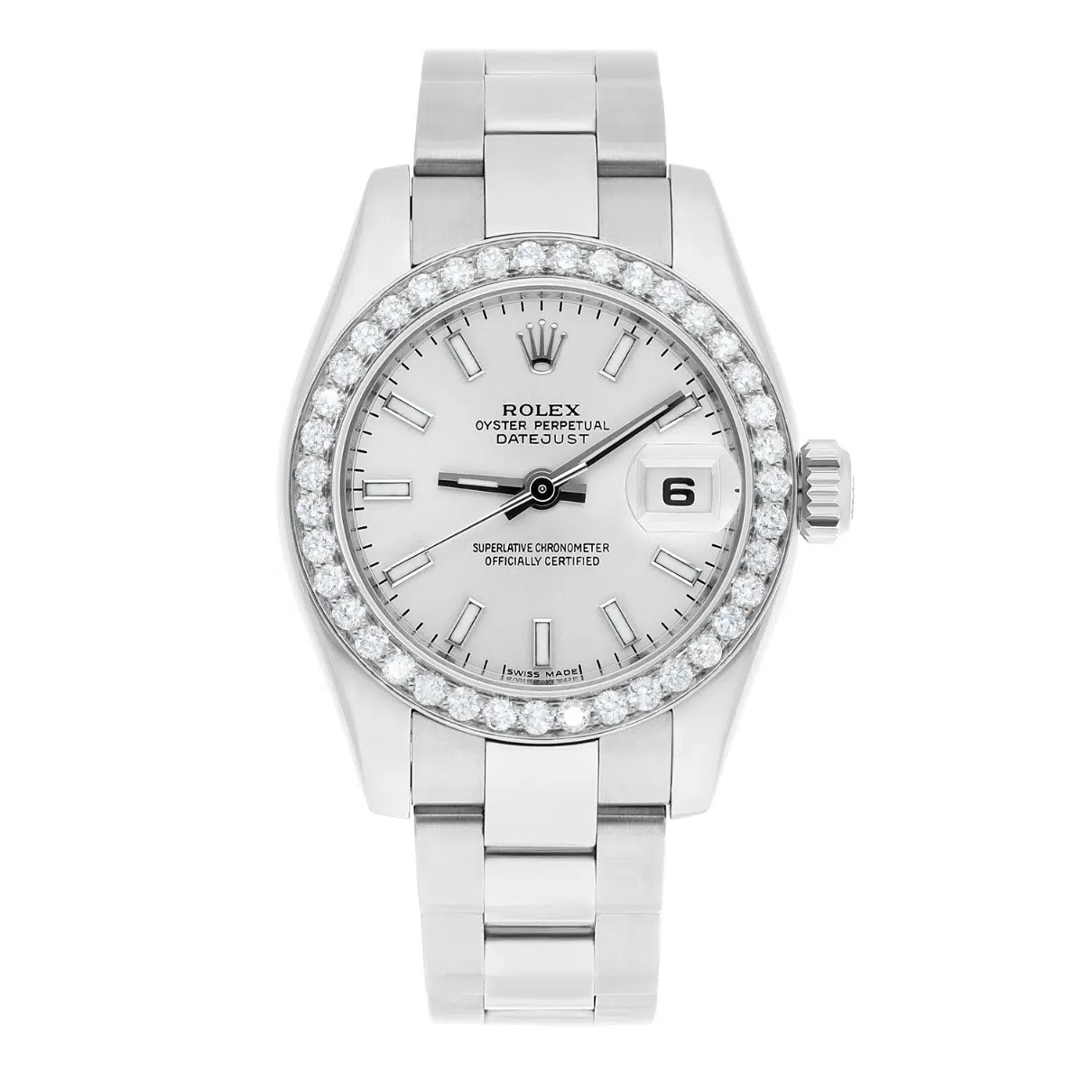 Rolex Datejust 179160 26 mm Silver Index Dial Diamond Bezel Oyster Band Steel Watch – image 2