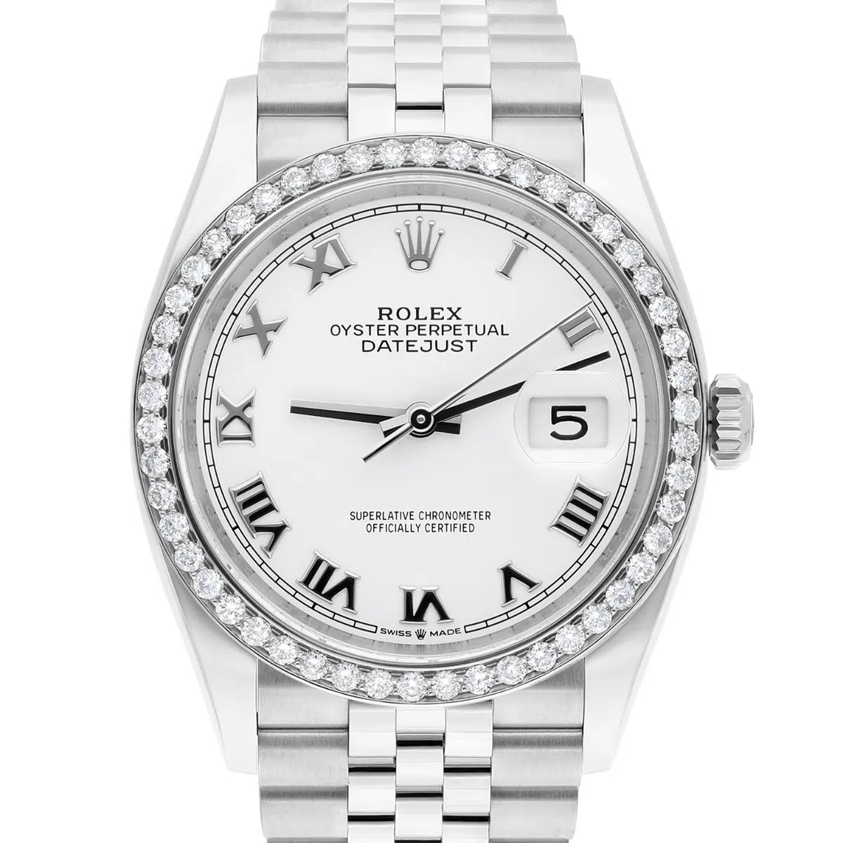 Rolex Datejust 126234 Steel 36mm White Roman Dial Jubilee Bracelet 2023 Complete
