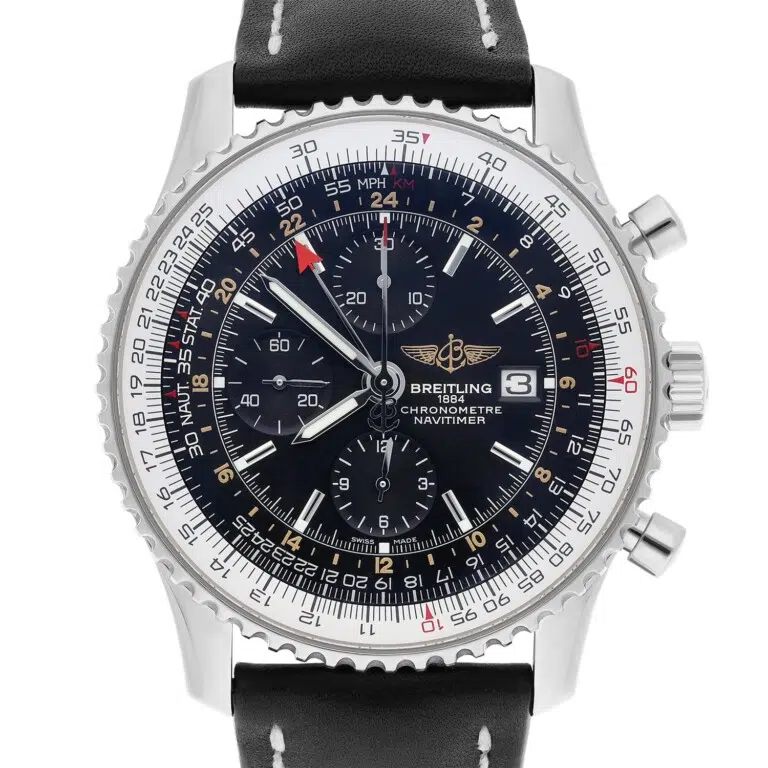 Breitling Navitimer World Black Dial Stainless Steel Watch A24322 New Strap – image 2