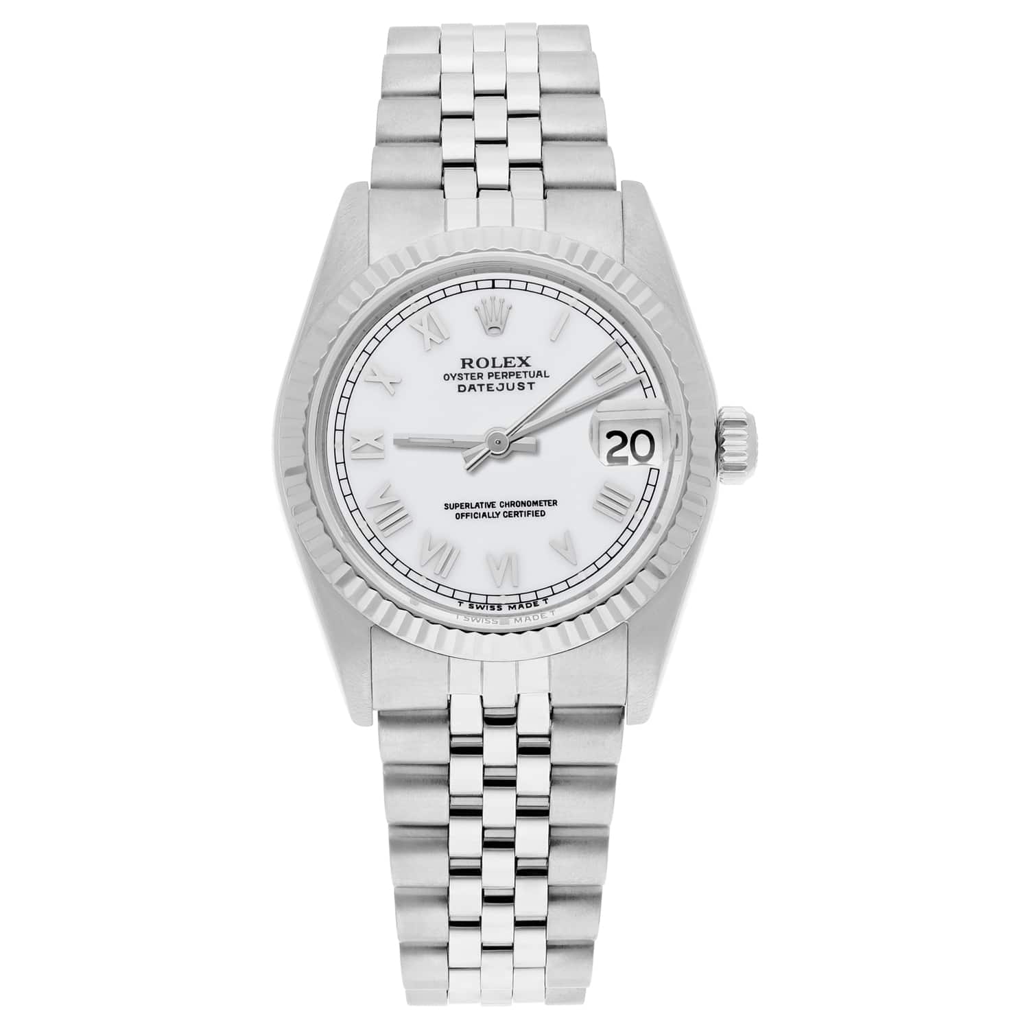 Rolex Datejust 31mm 68274 White Roman Dial Stainless Steel Watch W/G Bezel Circa 1988