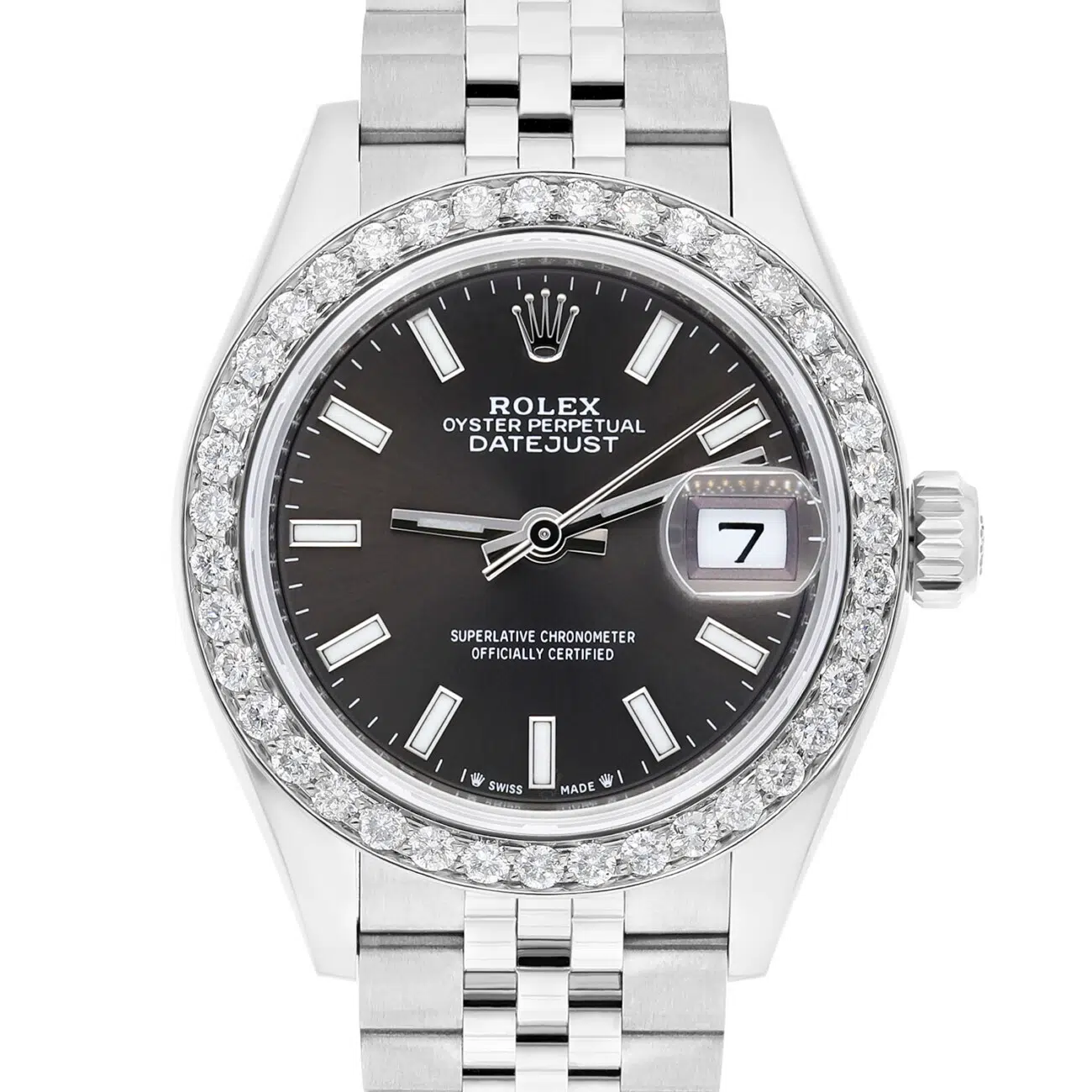 Rolex Datejust 28 Dark Grey Diamond Stainless Steel Jubilee 279160 New 2022