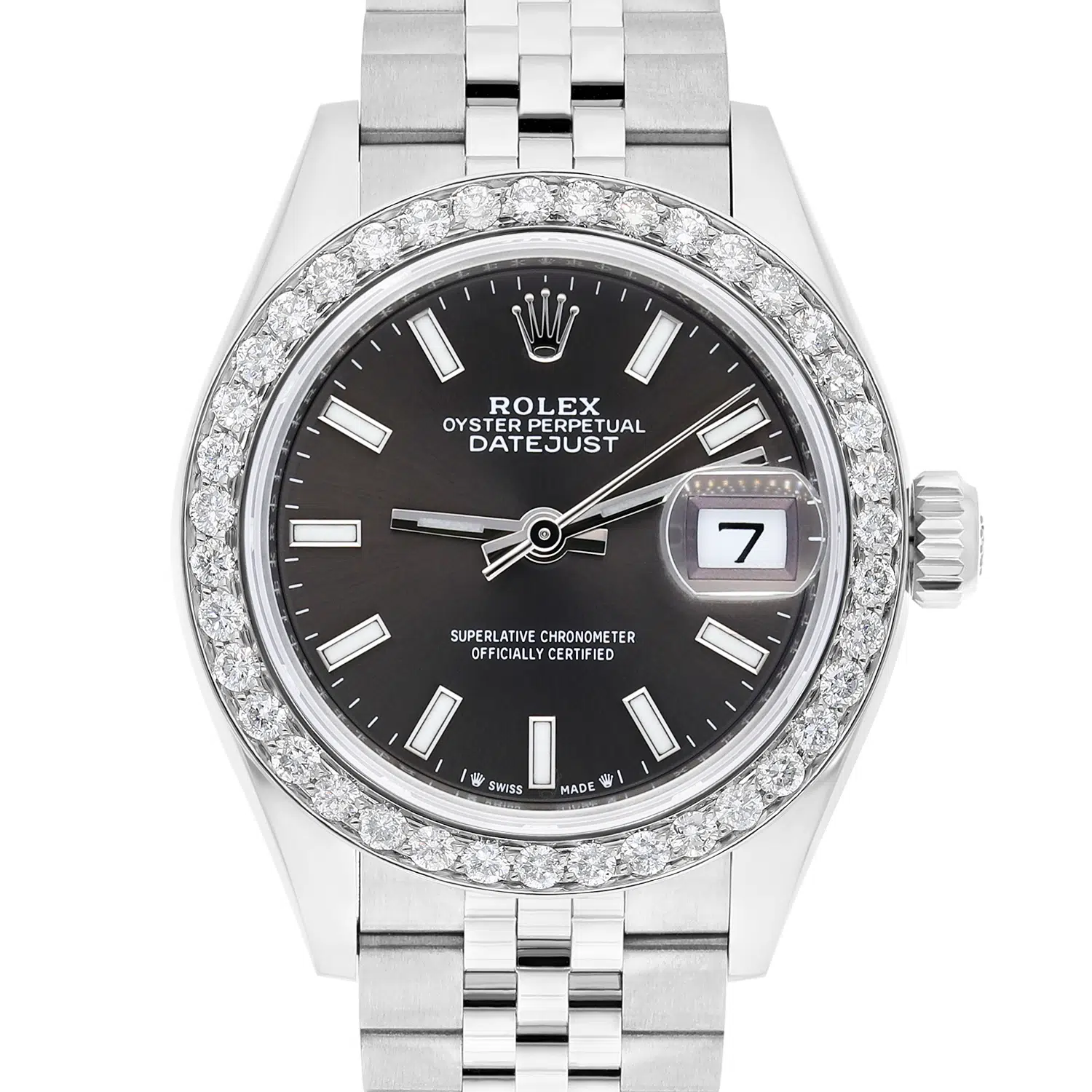 Rolex Datejust 28 Dark Grey Diamond Stainless Steel Jubilee 279160 New 2022