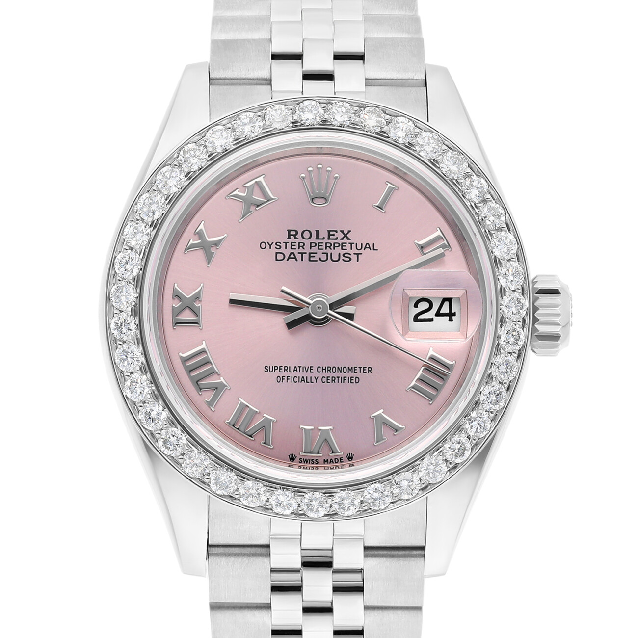 Rolex Datejust 28 Dark Pink Diamond Stainless Steel Jubilee 279160 Unworn