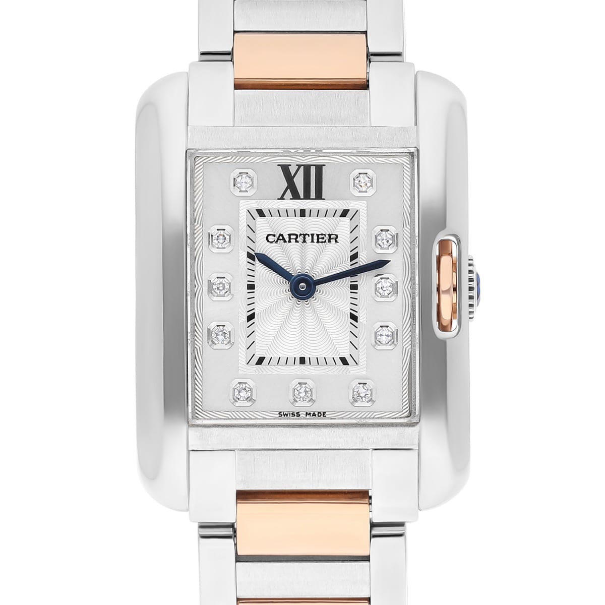 Cartier Tank Anglaise Small Steel/Rose Gold Watch Diamond Dial Ladies WT100024
