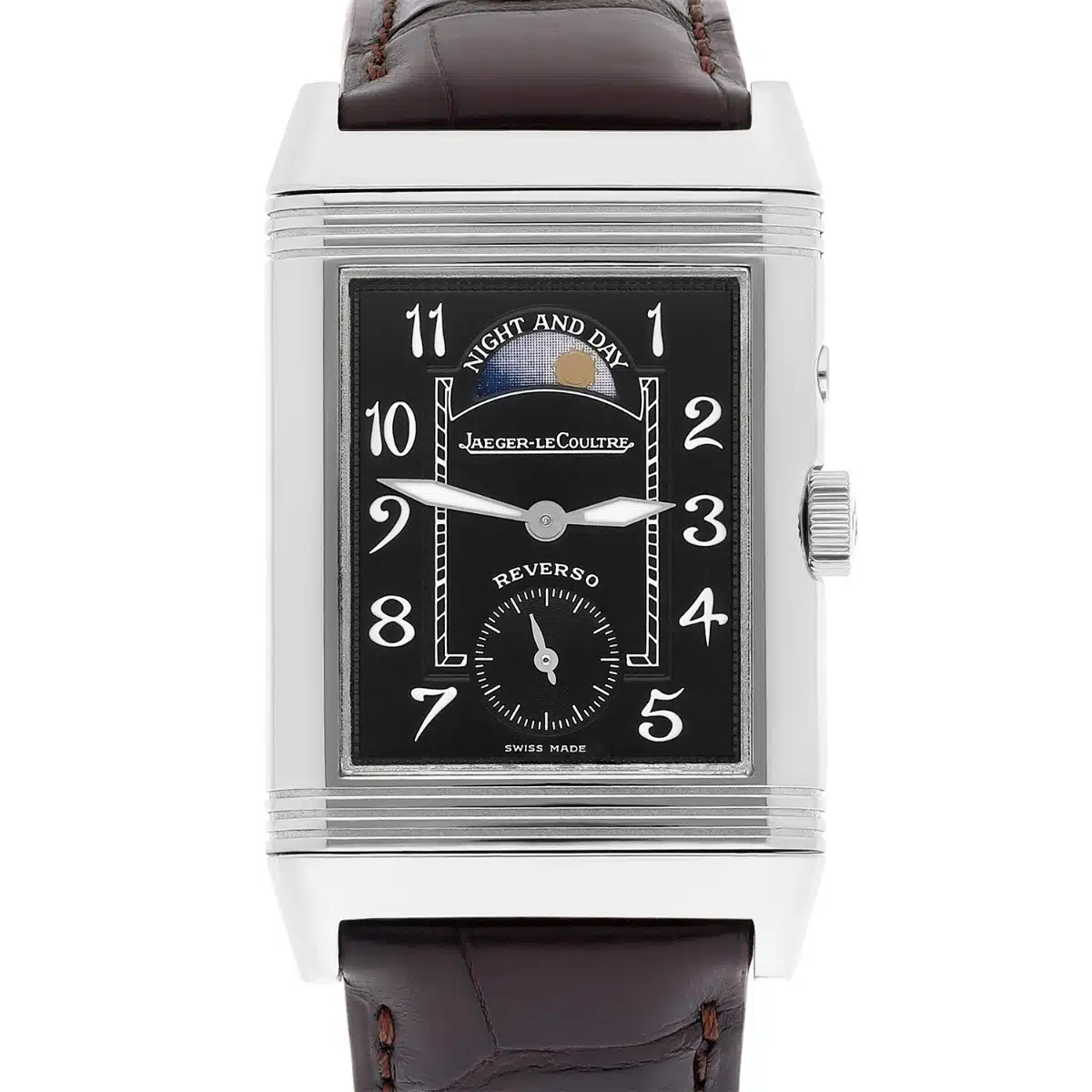 Jaeger LeCoultre Reverso Duo Night Day Size 26x42mm 18K White Gold Watch 270.3.54