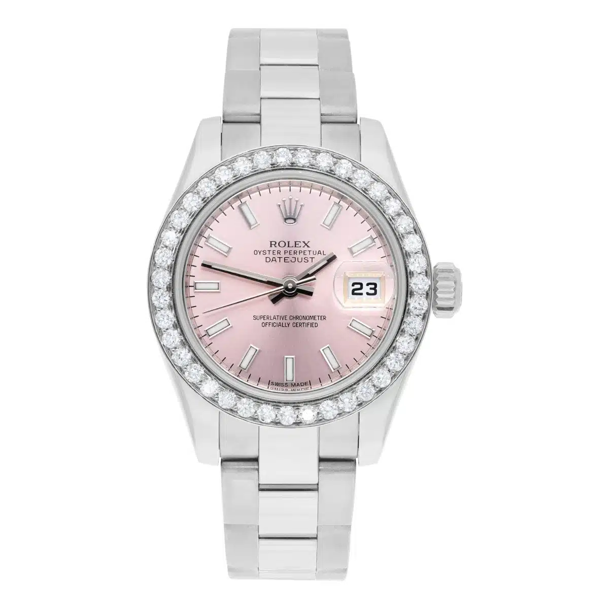 Rolex Datejust 179160 26 mm Pink Index Dial Diamond Bezel Oyster Band Steel Watch – image 2