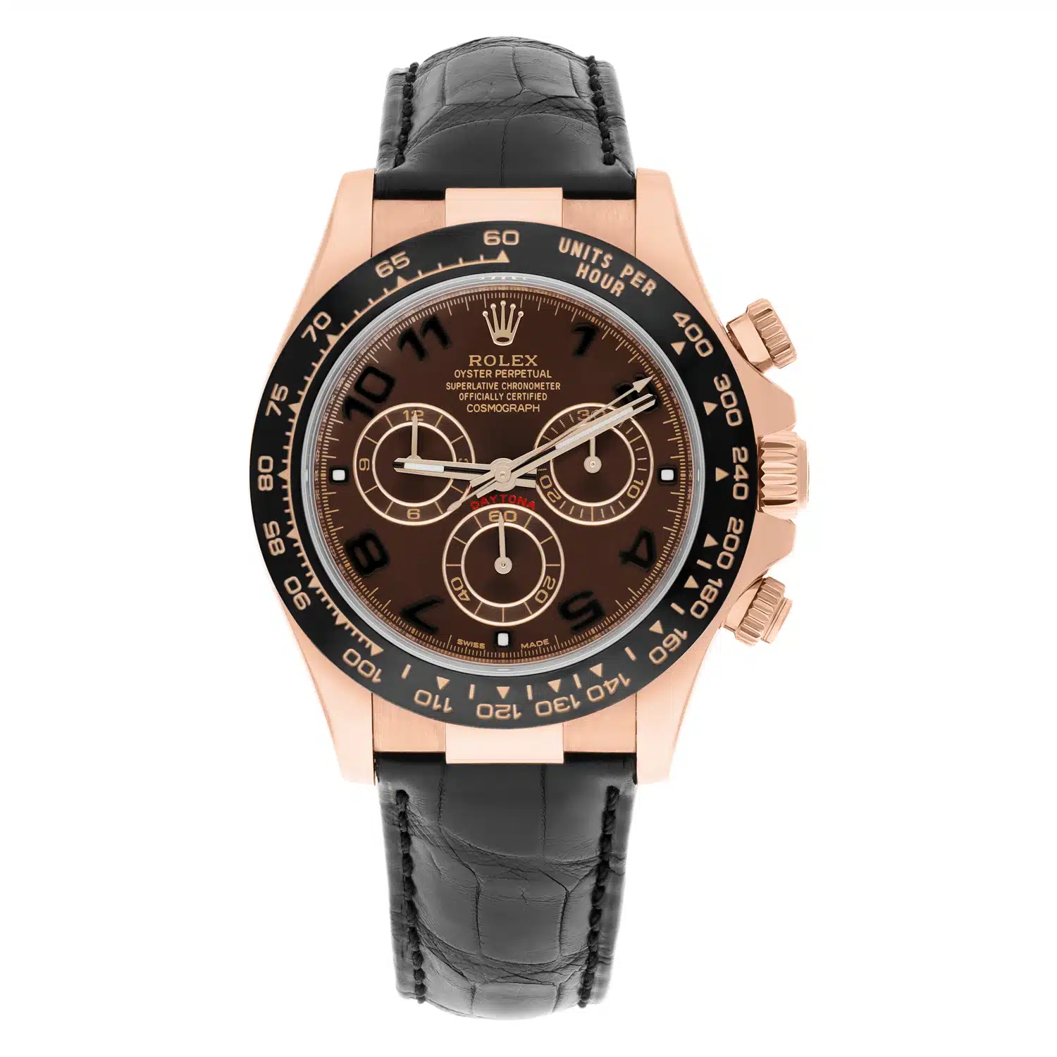 Rolex Daytona 116515 40mm Gold Chocolate Arabic Dial Leather Band 18k RoseWatch – image 2