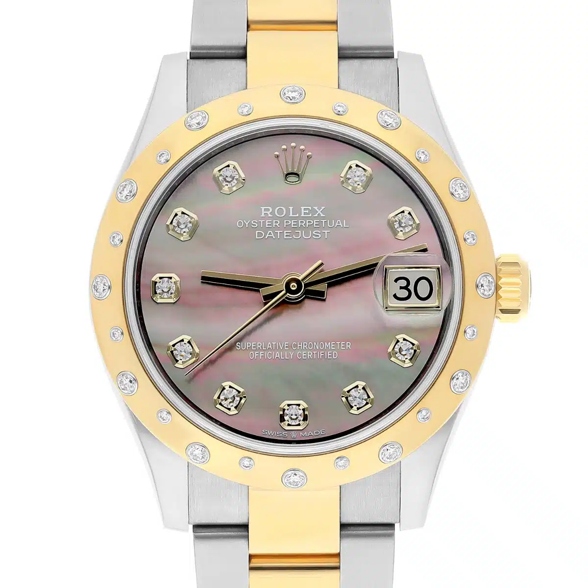 Rolex Women's Datejust 31 278343RBR Black Mother of Pearl Diamond Oyster Mint