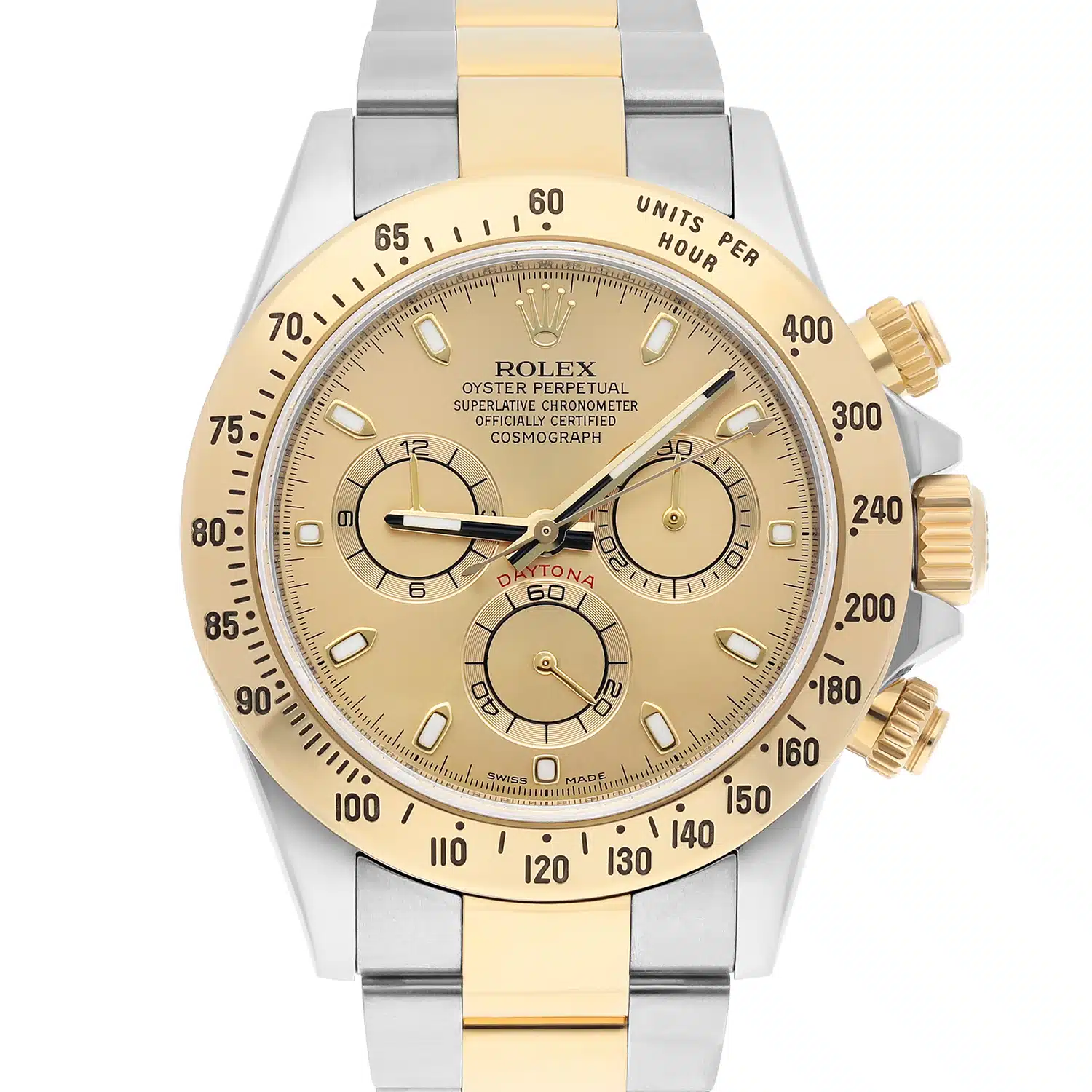 Rolex Daytona Stainless Steel Yellow Gold Champagne Dial Mens Watch 116523