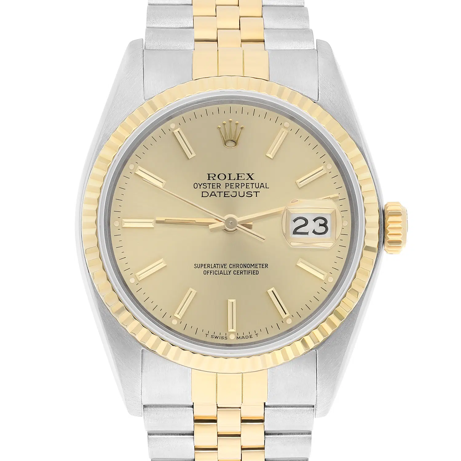 Rolex Datejust 36mm Two Tone Champagne lndex Dial Jubilee 16013 Circa 1986 Complete