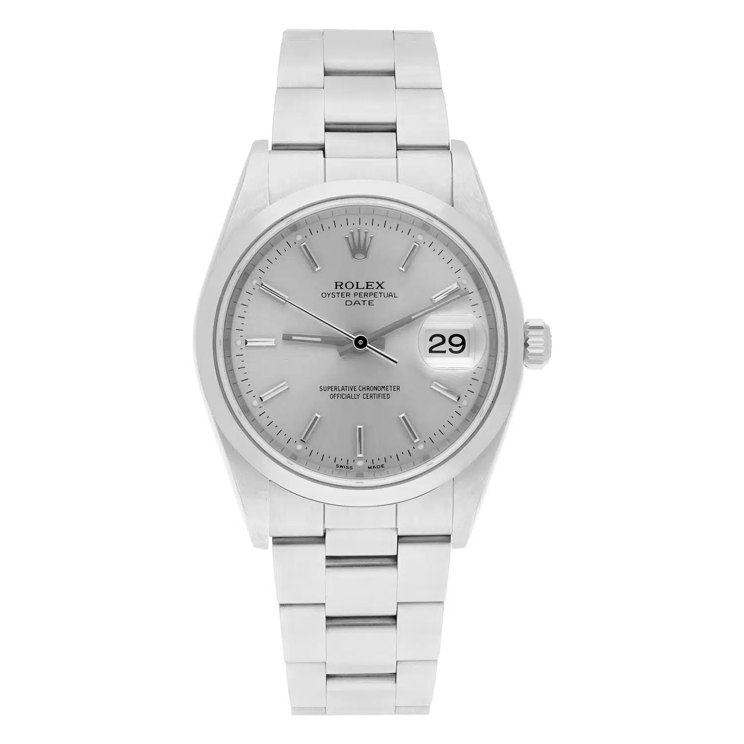 Rolex Date 34mm Stainless Steel Watch Oyster Band Silver Dial Circa 15200 - 1997 – image 2