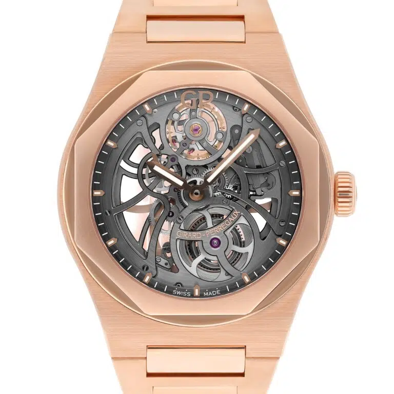 Girard Perregaux Laureato Skeleton Openworked Rose Gold Bracelet 81015 Watch B/P
