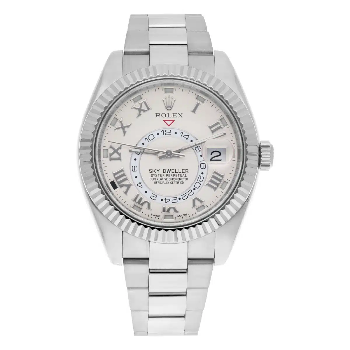 Rolex Sky Dweller 18k White Gold Ivory White Roman Dial 42mm Complete 326939 – image 2
