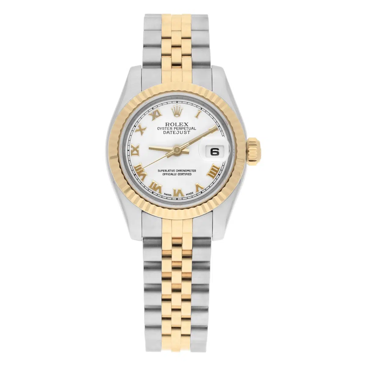 Rolex Datejust 26mm 179173 Two Tone Ladies Watch White Roman Dial Jubilee Band – image 10