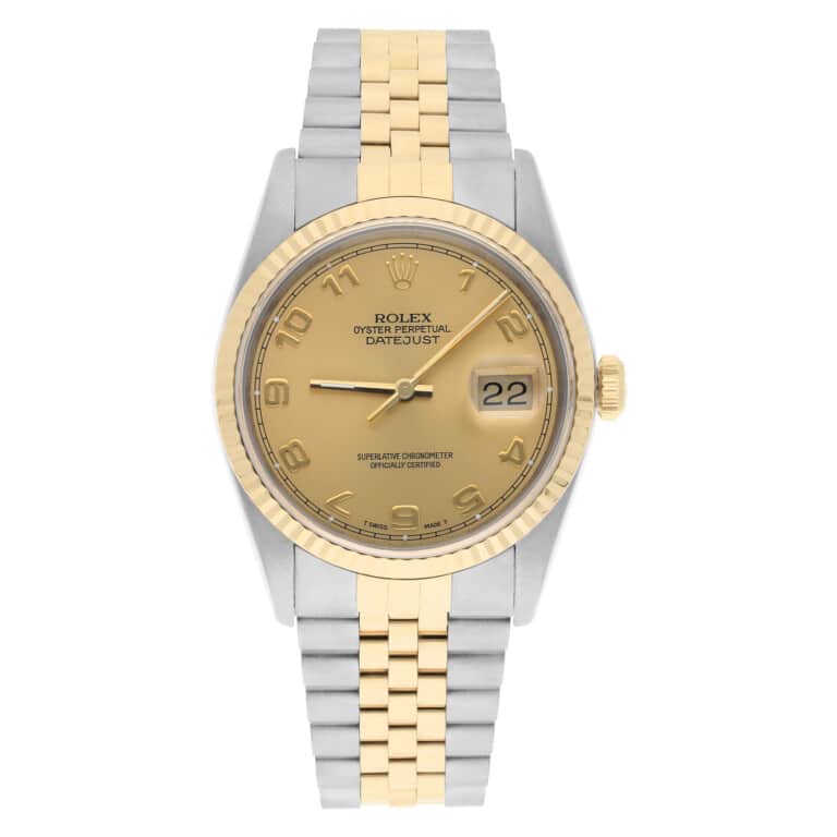 Rolex Datejust 36mm Two Tone Champagne Arabic Dial Jubilee 16233 Circa 1994