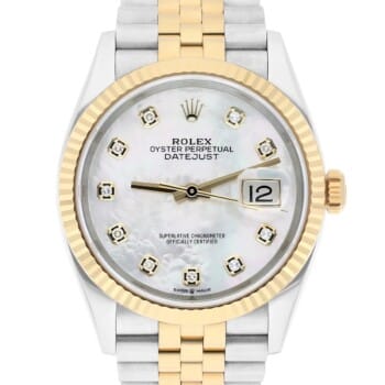 Rolex Datejust 36 mm 126233 White Mother of Pearl Dial Two Tone Jubilee Watch