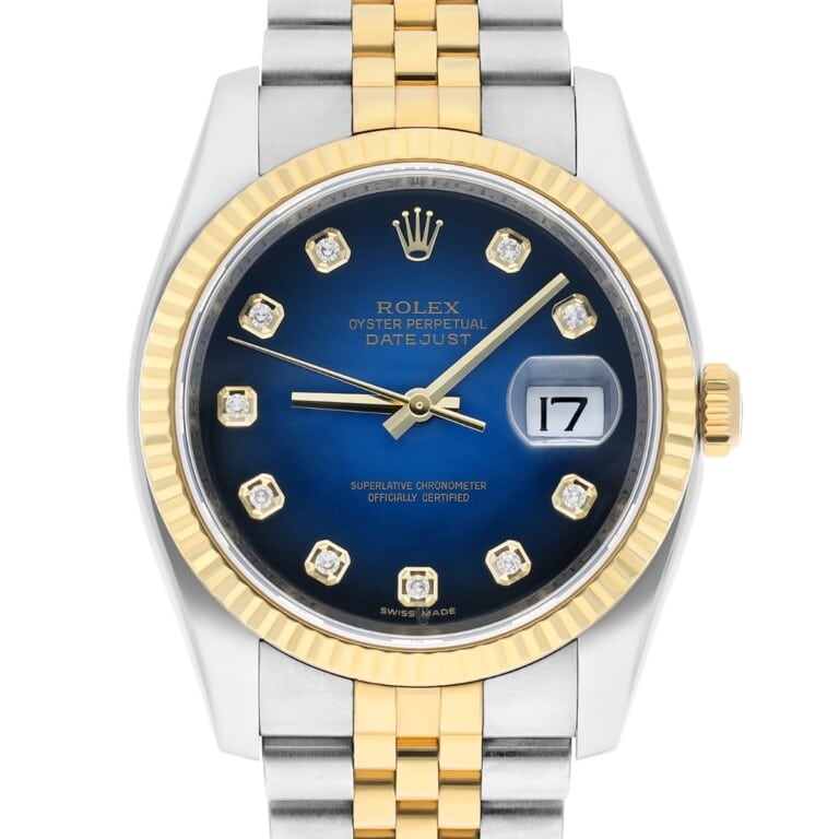 Rolex Datejust 36 Gold & Steel 116233 Watch White Roman Dial Jubilee Watch