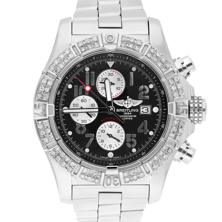 Breitling Super Avenger SS Chronograph Black Arabic 48mm Diamond Bezel A13370 – alternate view