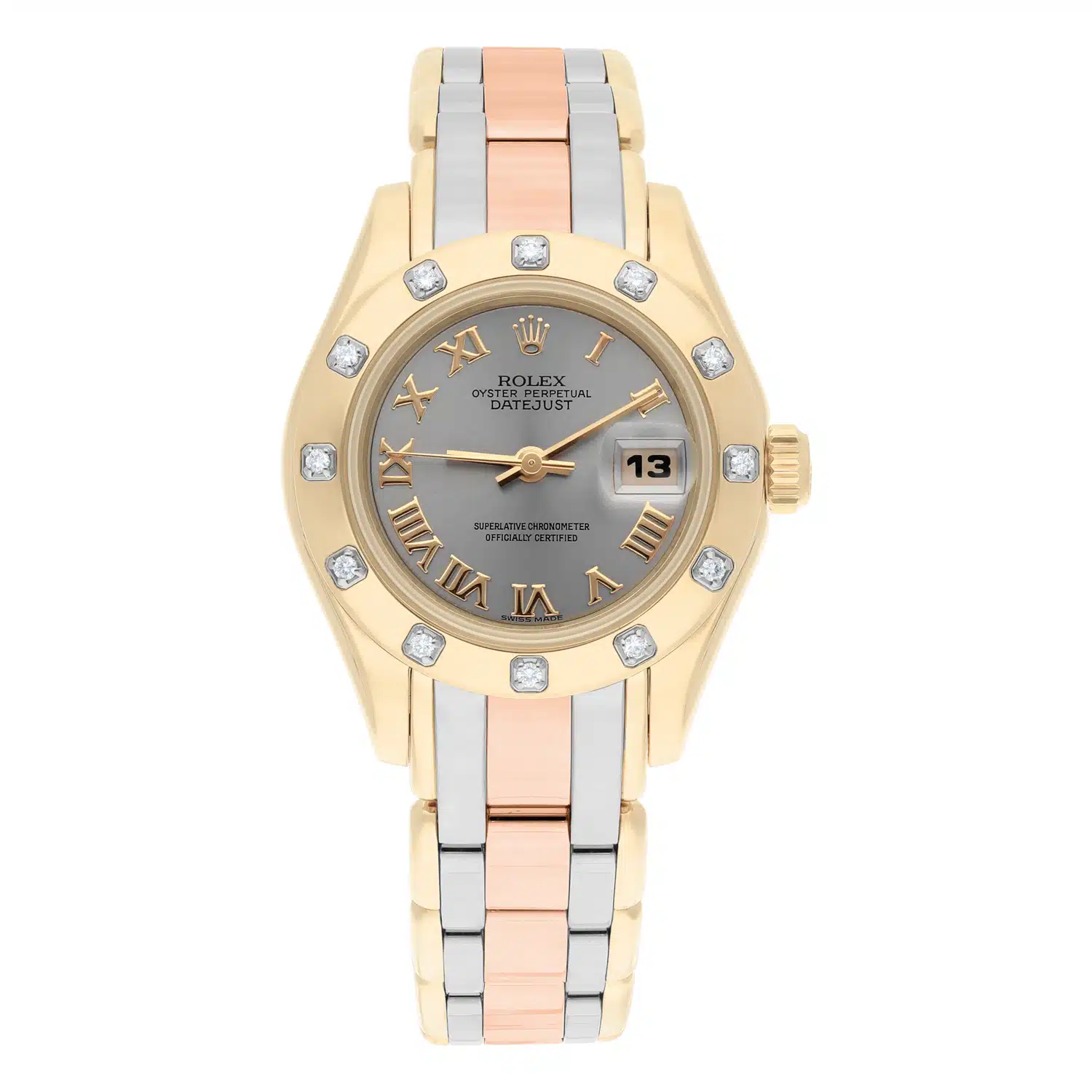 Rolex Lady-Datejust Tridor Pearlmaster 18K Rose/Yellow/White Gold 29mm Ladies Box Papers 69318 – image 2