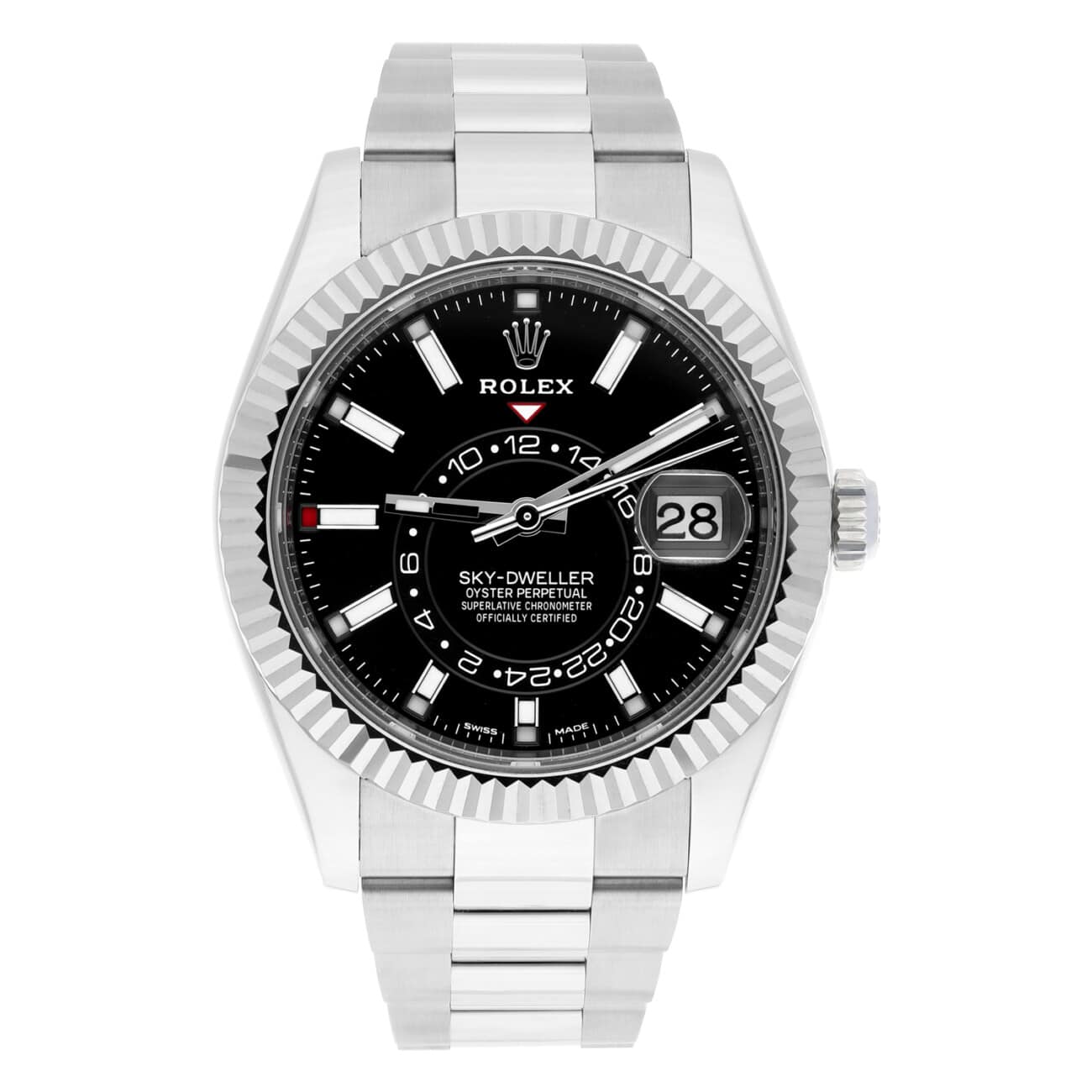 Rolex Sky-Dweller 326934 42mm 18k White Gold Bezel Steel Watch Oyster Black 2023