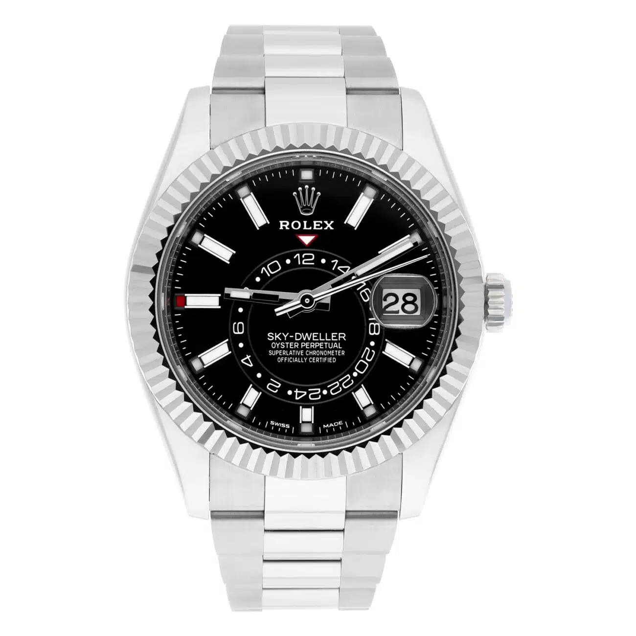 Rolex Sky-Dweller 326934-0005 42mm 18k White Gold Bezel Steel Watch Oyster Black 2023