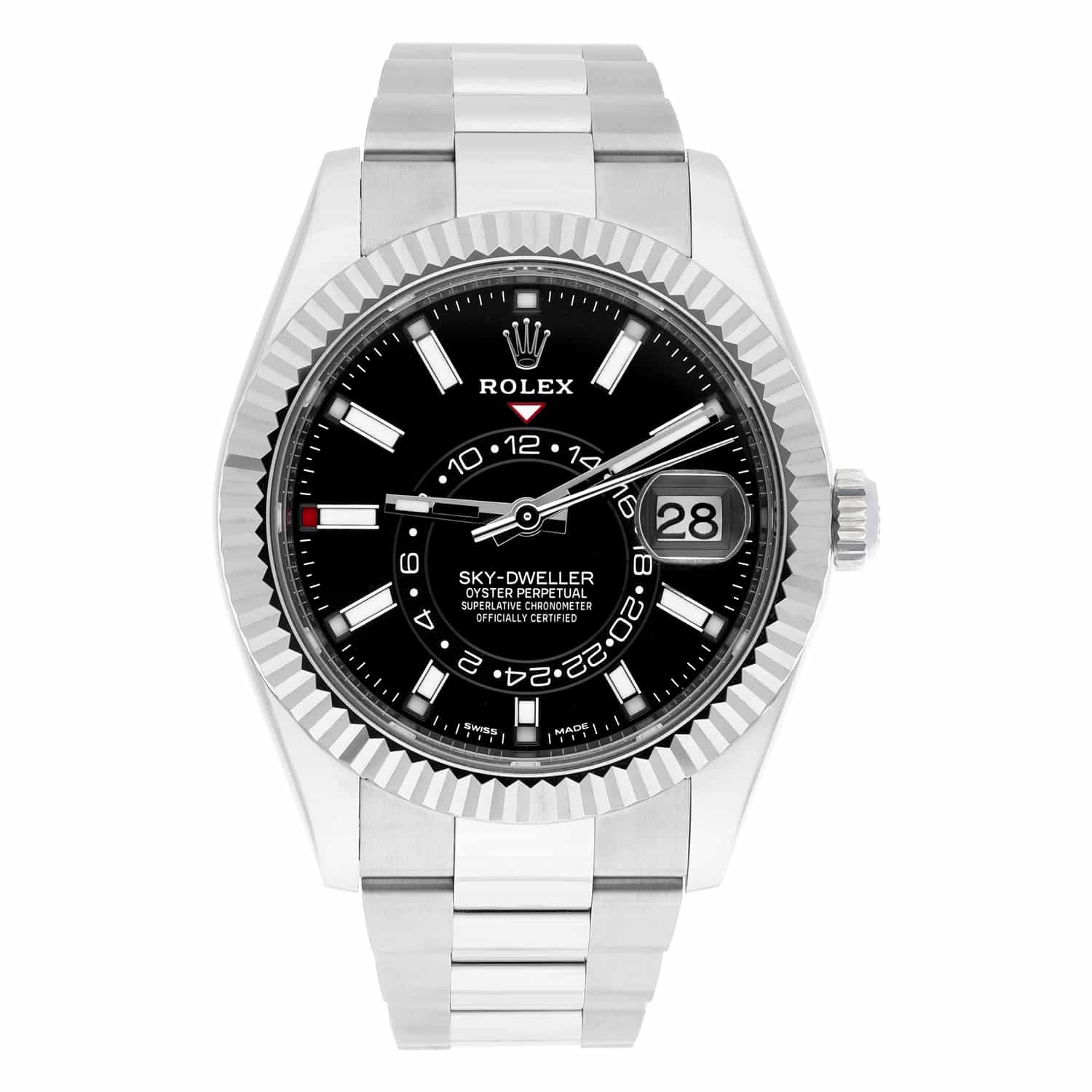 Rolex Sky-Dweller 326934 42mm 18k White Gold Bezel Steel Watch Oyster Black 2023
