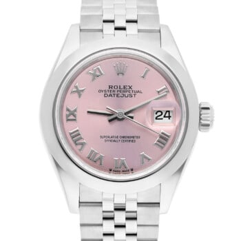 Rolex Datejust 28 Pink Roman Domed Stainless Steel Jubilee 279160 Never Worn