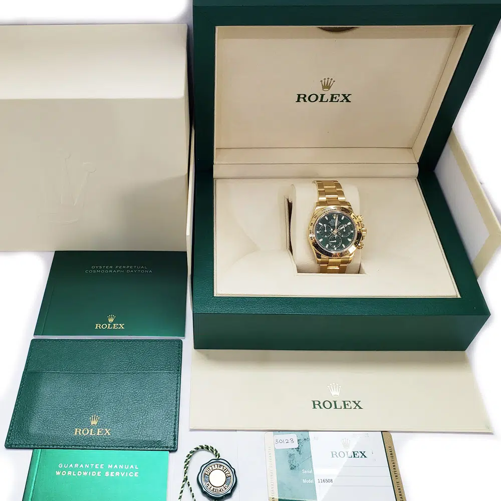 Rolex Daytona Green Dial 40mm 116508 Yellow Gold Watch Oyster Bracelet 2017 – image 6