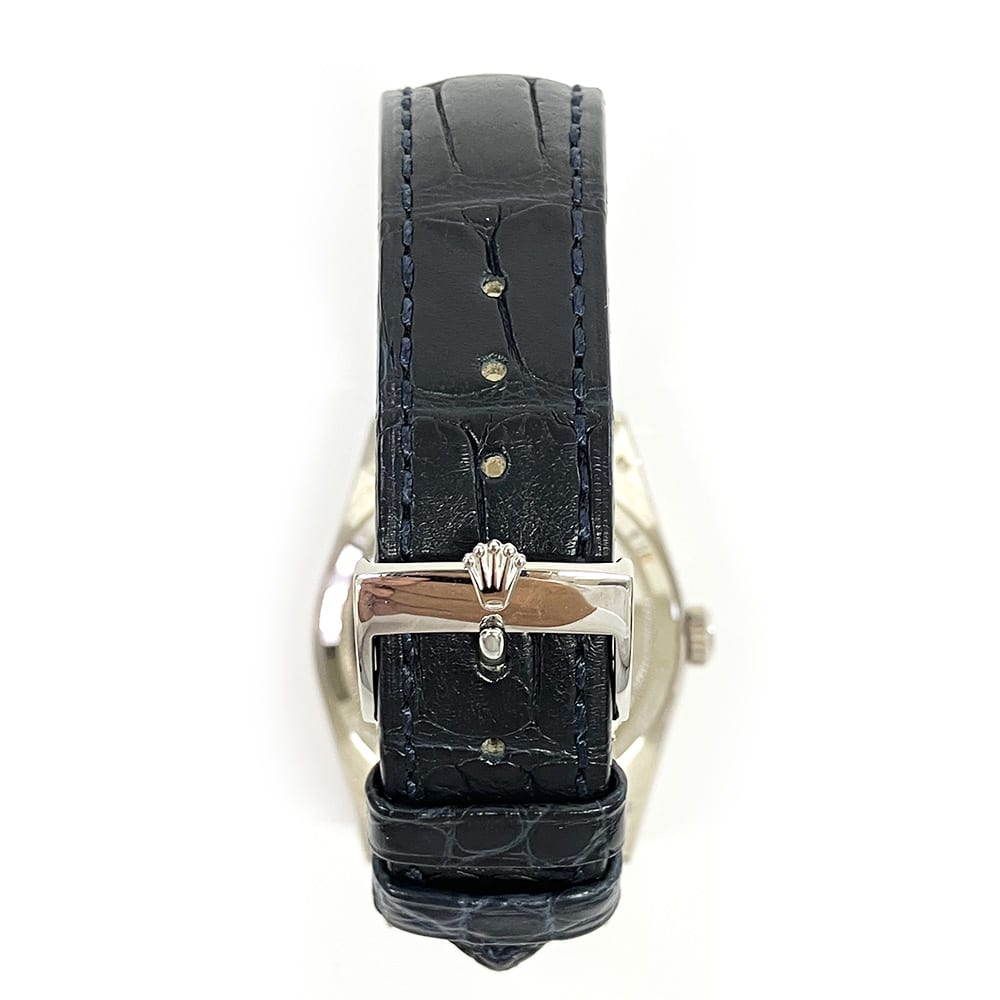 Rolex Day-Date 36mm White Gold Fluted Bezel 118139 Blue Leather Strap Watch 2014