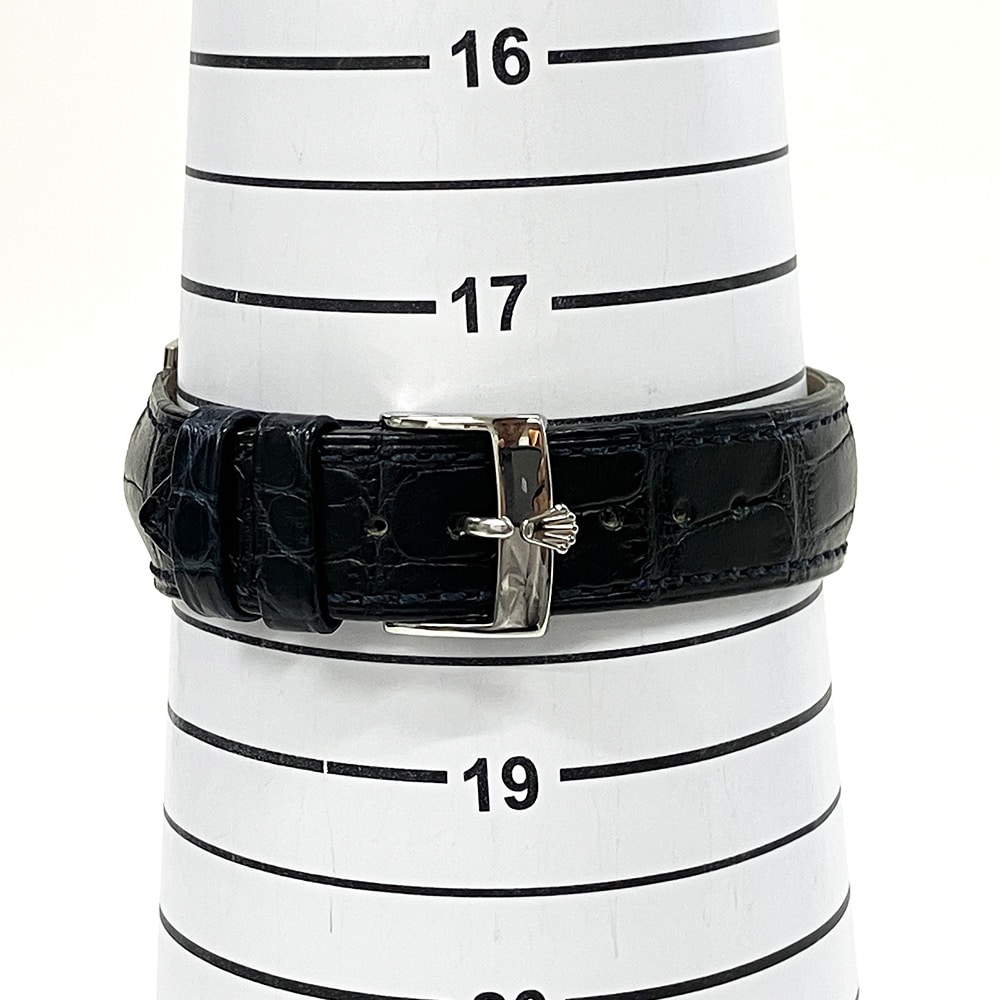Rolex Day-Date 36mm White Gold Fluted Bezel 118139 Blue Leather Strap Watch 2014